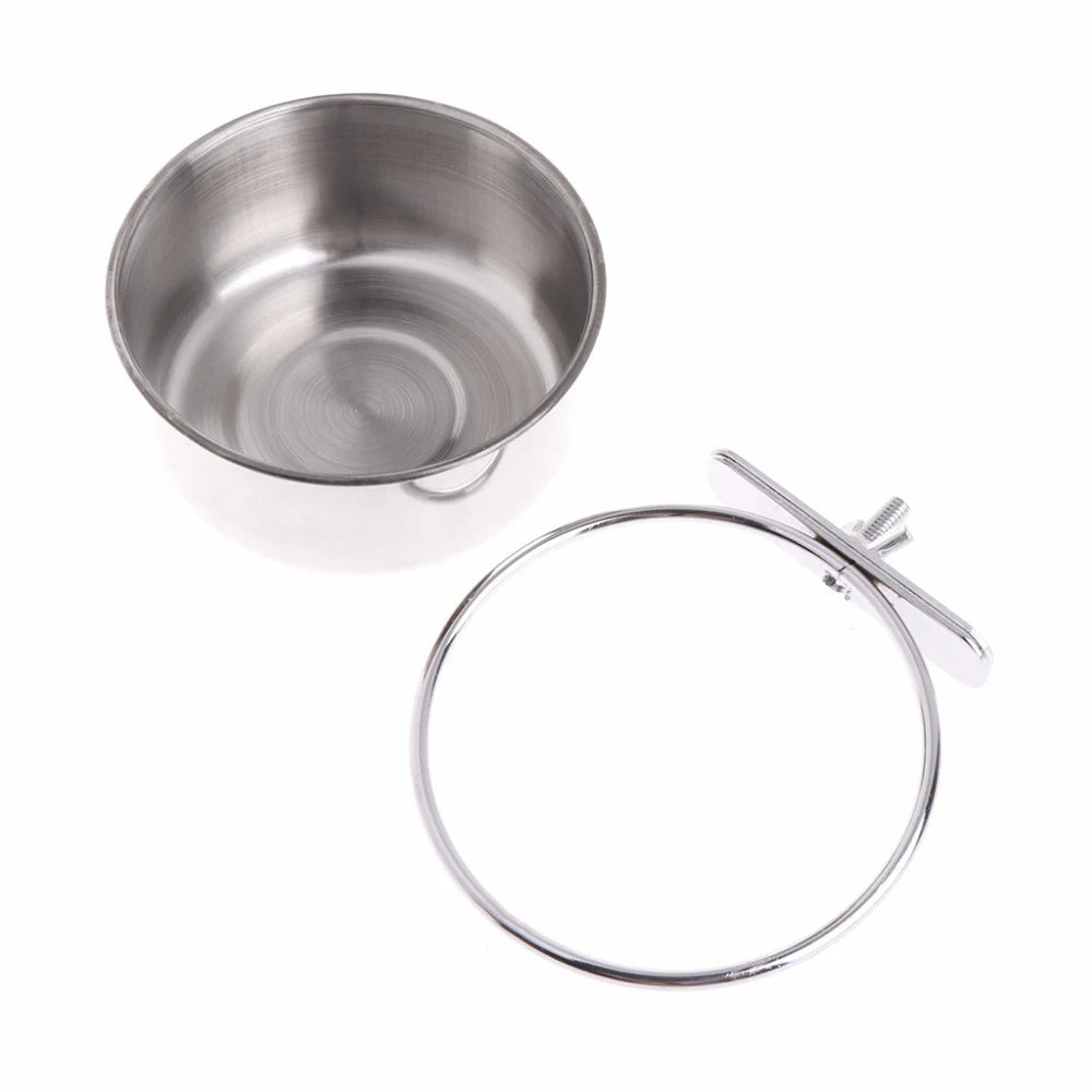 Recipiente de acero inoxidable para jaula de aves