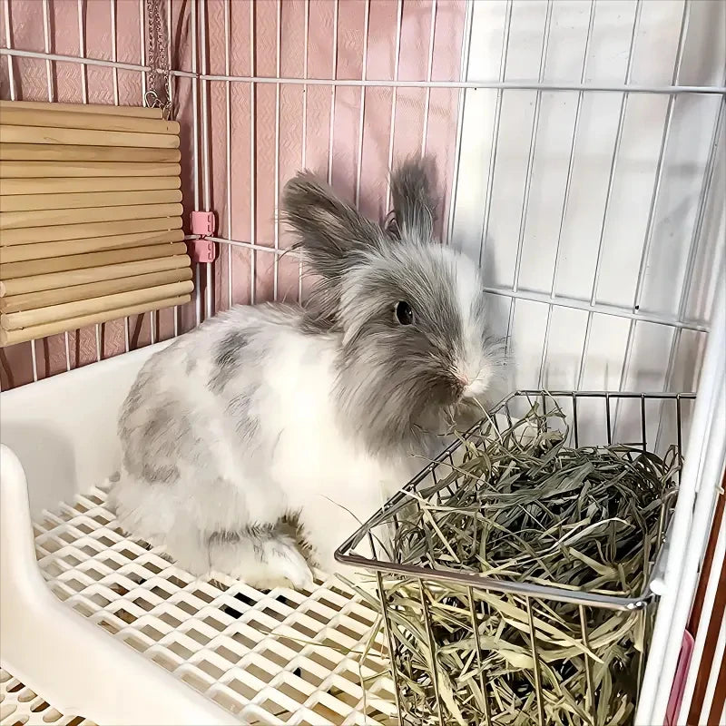 Comedero de heno metálico para conejos y pequeños roedores