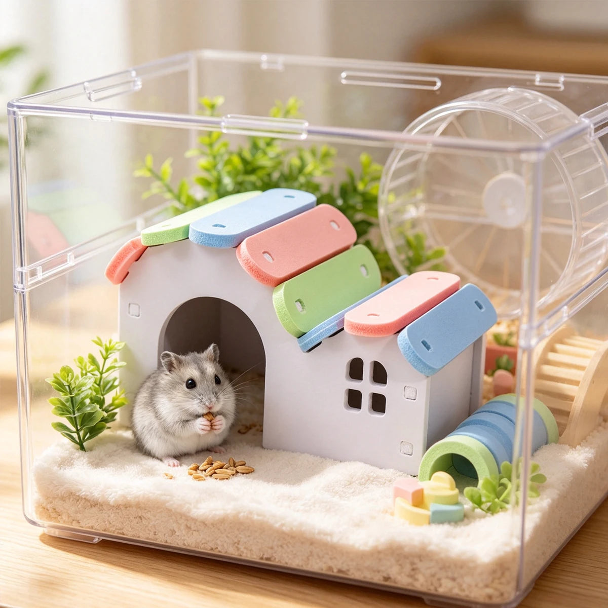 Casita de madera para pequeños roedores, modelo B